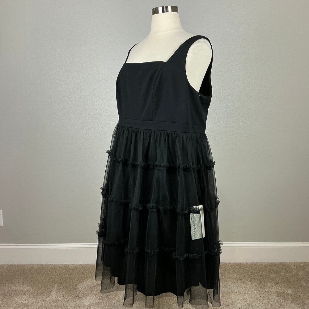Adrianna Papell Women's Cocktail Dress Size 24W Black Tulle Midi Fit and Flare - Picture 5 of 13